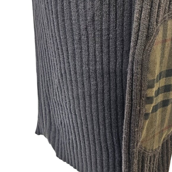 Burberry London Womens Merino Wool Zip Up Sweater Small Elbow Patch Nova Check - Picture 5 of 11